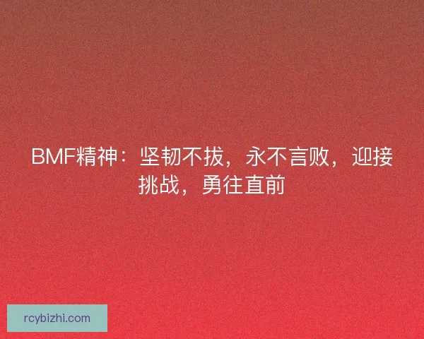 BMF精神：坚韧不拔，永不言败，迎接挑战，勇往直前